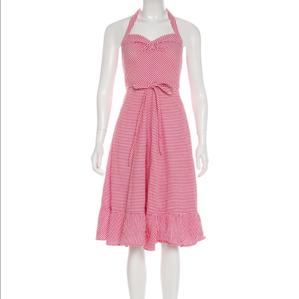 Marc Jacobs size 2 red white striped halter dress